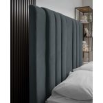 Letto matrimoniale Wilma imbottito con contenitore in tessuto Vogue 12 blu pacific