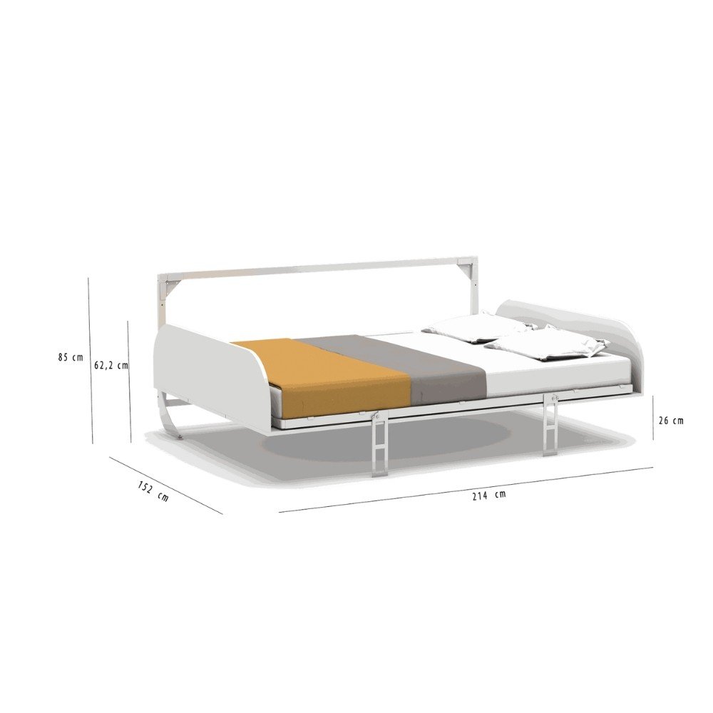 Letto matrimoniale a scomparsa Simple con apertura orizzontale bianco