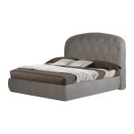 Letto matrimoniale contenitore Button1 grigio chiaro testiera arrotondata