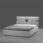 Letto matrimoniale contenitore Grenoble in tessuto Barrel 80 grigio ghiaccio con particolari Barrel 97 antracite