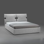 Letto matrimoniale contenitore Grenoble in tessuto Barrel 80 grigio ghiaccio con particolari Barrel 97 antracite