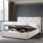 Letto matrimoniale contenitore Kassandra testiera capitonnè ecopelle bianco