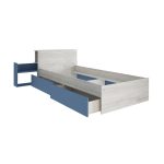 Letto singolo 1660 bianco celeste con comodino estraibile