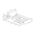 Letto singolo 1660 bianco celeste con comodino estraibile