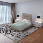 Letto singolo Stiletto con rete fissa in tessuto Enjoy 03 tortora