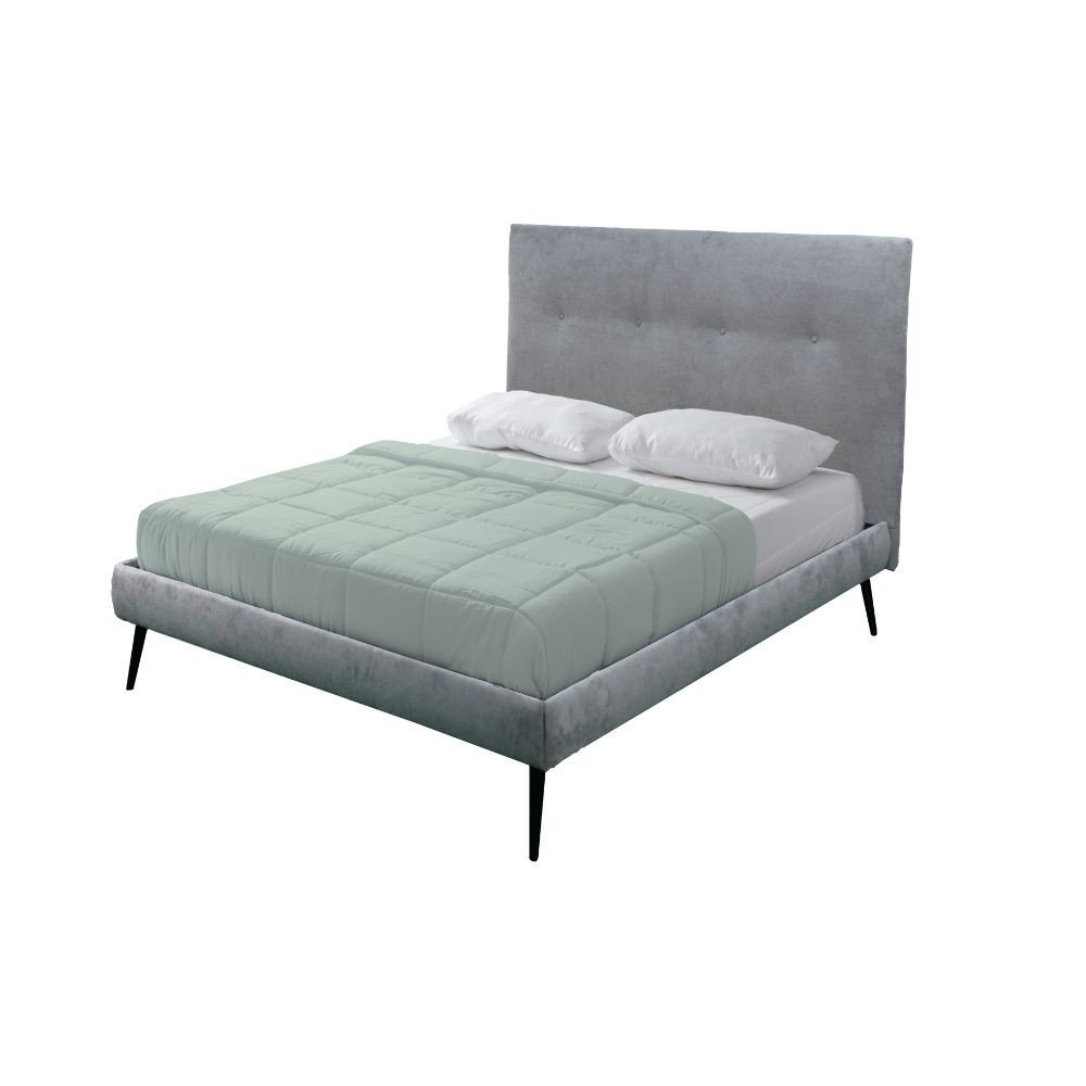 Letto una piazza e mezza Stiletto con rete fissa in tessuto grigio chiaro