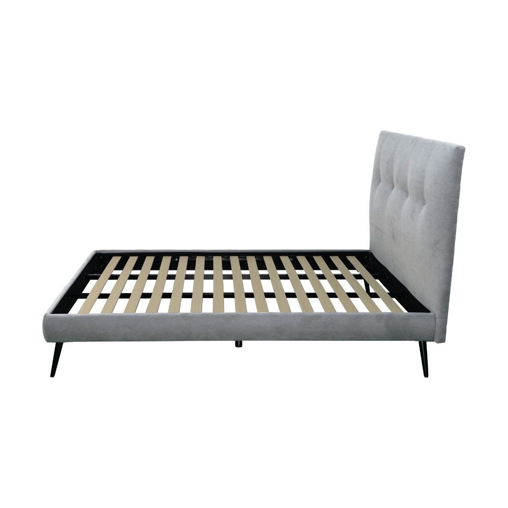 Letto una piazza e mezza Stiletto con rete fissa in tessuto grigio chiaro