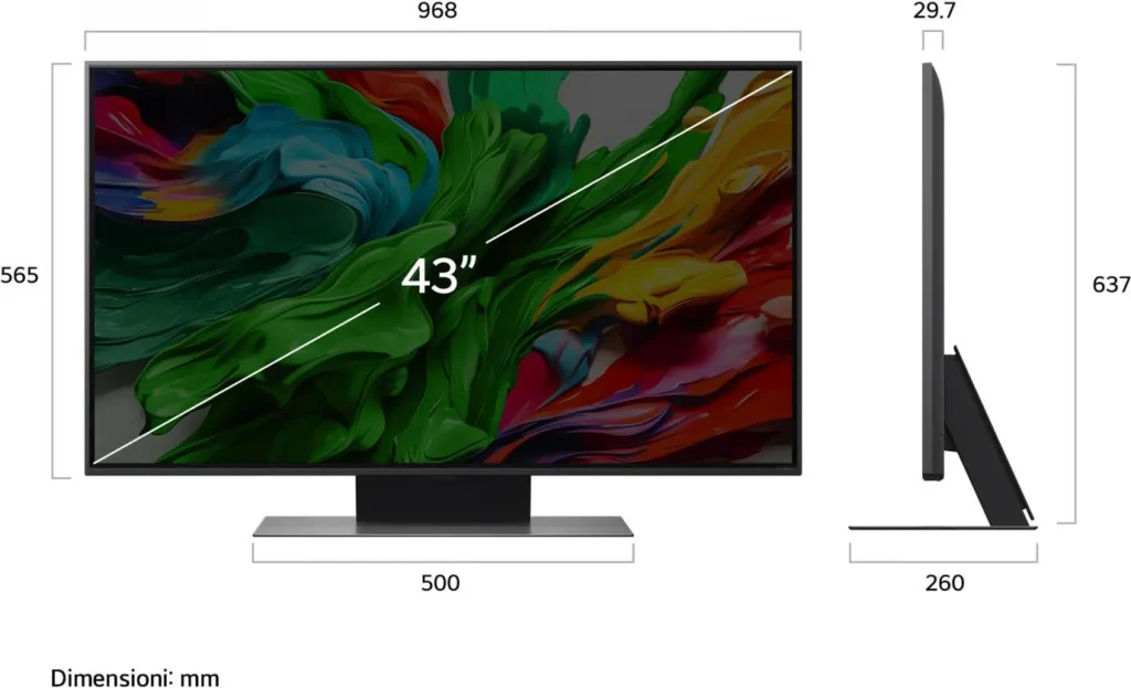 Lg Smart TV 43 Pollici 4K Ultra HD Display QNED evo Sistema WebOS Processore a7 Gen8 con AI Classe G colore Nero - 43QNED86A6C.API