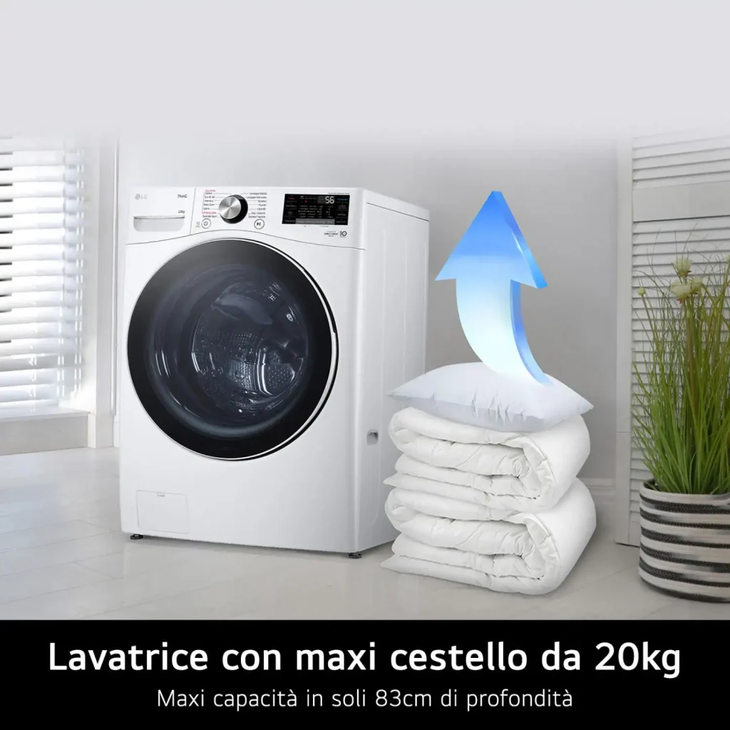 Lavatrice Lg 20 Kg Classe B Centrifuga 1000 giri Profondità 83 cm Inverter Funzione Vapore Wi-Fi - F0P3020TSWC