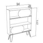 Libreria 3 ripiani Illia rovere nero 94x25x117 MT1905121