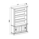 Libreria Anthony III con 2 ante scorrevoli e 3 ripiani colore rovere wotan e anderson pine stile shabby