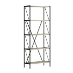 Libreria Axel con struttura in metallo nero e 5 mensole in rovere sonoma