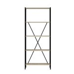 Libreria Axel con struttura in metallo nero e 5 mensole in rovere sonoma