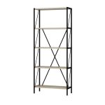 Libreria Axel con struttura in metallo nero e 5 mensole in rovere sonoma