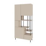 Libreria Key con 5 ante e ripiani a vista colore cashmere