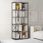 Libreria Vale midi con struttura in metallo nero e cubotti cashmere