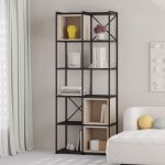 Libreria Vale midi con struttura in metallo nero e cubotti cashmere