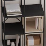 Libreria Vale midi con struttura in metallo nero e cubotti cashmere