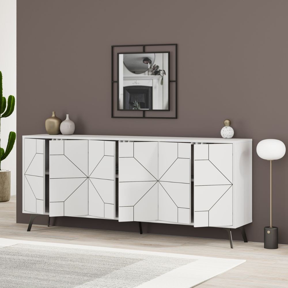 Madia 6 ante Dune 183 cm. colore bianco