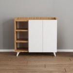 Madia Alary con vani a giorno rovere e ante bianche 90x35x82 cm.