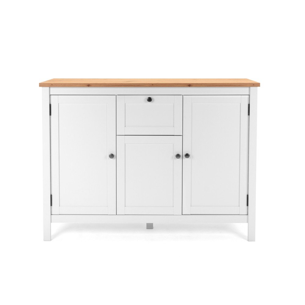 Madia Bergen57 con 3 ante e 1 cassetto bianco e top artisan oak