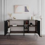 Madia Clara Bendir dark coffe 3 ante effetto marmo nero 142x35,6x83h