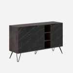 Madia Clara Bendir dark coffe 3 ante effetto marmo nero 142x35,6x83h