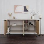 Madia Clara con struttura cashmere 3 ante rovere e nicchie a giorno 142x35,6x83h