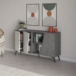 Madia Fiona 150 cm. con 2 ante carrara effetto marmo bianco e 1 anta retro grey