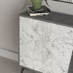 Madia Fiona 150 cm. con 2 ante carrara effetto marmo bianco e 1 anta retro grey