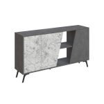 Madia Fiona 150 cm. con 2 ante carrara effetto marmo bianco e 1 anta retro grey