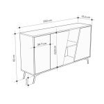 Madia Fiona 150 cm. con 2 ante carrara effetto marmo bianco e 1 anta retro grey