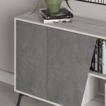 Madia Fiona 180 cm. con 2 ante bianco vintage e due ante retro grey