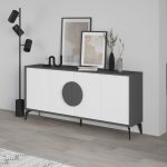 Madia Gora 180 cm struttura colore antracite con ante bianche