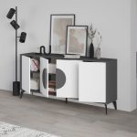 Madia Gora 180 cm struttura colore antracite con ante bianche
