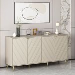 Madia Jana con 4 ante in cashmere con intagli maniglie e piedini oro