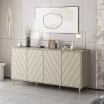 Madia Jana con 4 ante in cashmere con intagli maniglie e piedini oro