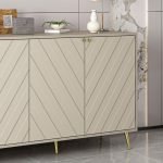 Madia Jana con 4 ante in cashmere con intagli maniglie e piedini oro