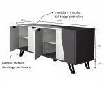 Madia Jasmine 4 ante 160x45x63H cm. bianco ghisa