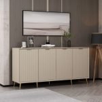 Madia Kale con 4 ante a filo effetto cannettato colore cashmere con maniglie e piedini oro