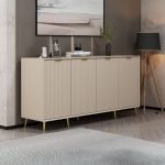 Madia Kale con 4 ante a filo effetto cannettato colore cashmere con maniglie e piedini oro