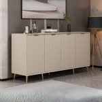 Madia Kale con 4 ante a filo effetto cannettato colore cashmere con maniglie e piedini oro