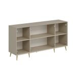 Madia Kale con 4 ante a filo effetto cannettato colore cashmere con maniglie e piedini oro