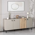 Madia Mila con 3 ante cashmere e 1 anta rovere con maniglie e piedini neri