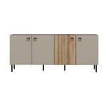 Madia Mila con 3 ante cashmere e 1 anta rovere con maniglie e piedini neri