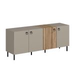 Madia Mila con 3 ante cashmere e 1 anta rovere con maniglie e piedini neri