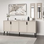 Madia Prime 4 ante colore cashmere con maniglie e piedi neri e 2 specchi