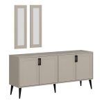 Madia Prime 4 ante colore cashmere con maniglie e piedi neri e 2 specchi