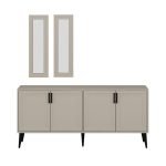 Madia Prime 4 ante colore cashmere con maniglie e piedi neri e 2 specchi