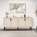 Madia Prime con 4 ante colore cashmere con maniglie e piedini neri